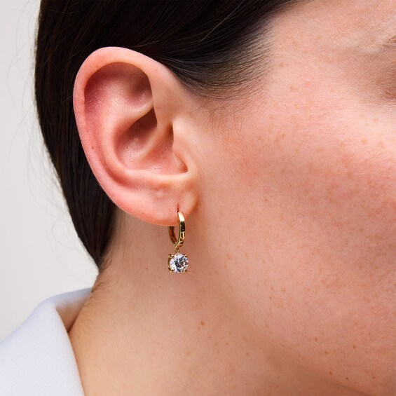 CT. T.w. Certified Lab-Grown Diamond Solitaire Dangle Hoop Earrings in 14K Gold (F/Vs2