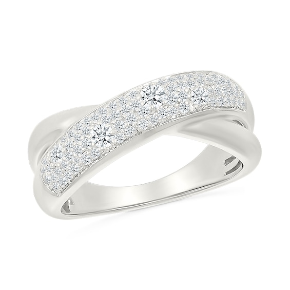 1/2 CT. T.w. Certified Lab-Grown Diamond Crossover Ring in Sterling Silver (I/Si2)