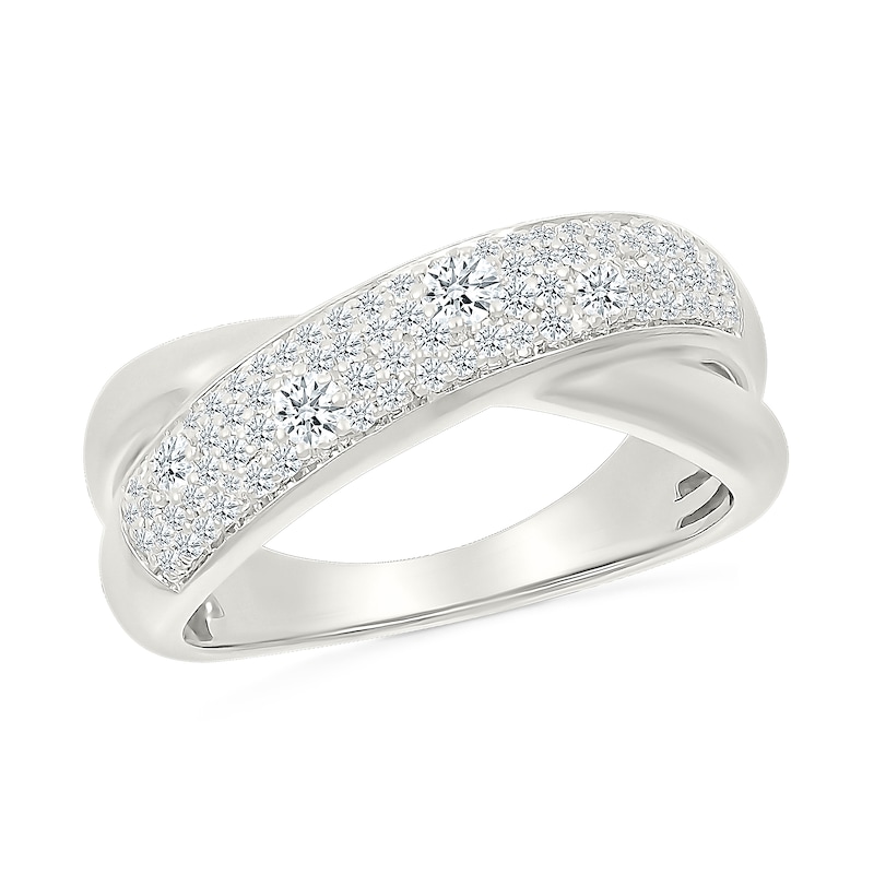 Main Image 1 of 1/2 CT. T.W. Certified Lab-Grown Diamond Crossover Ring in Sterling Silver (I/SI2)