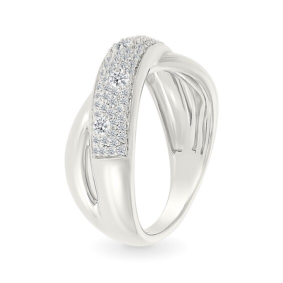 1/2 CT. T.w. Certified Lab-Grown Diamond Crossover Ring in Sterling Silver (I/Si2)