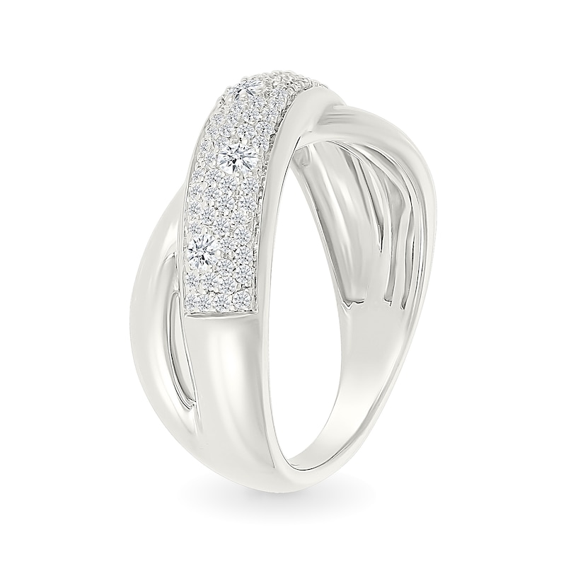 Main Image 2 of 1/2 CT. T.W. Certified Lab-Grown Diamond Crossover Ring in Sterling Silver (I/SI2)