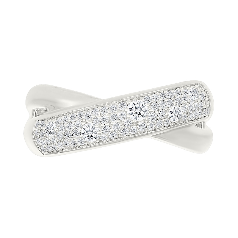 Main Image 4 of 1/2 CT. T.W. Certified Lab-Grown Diamond Crossover Ring in Sterling Silver (I/SI2)