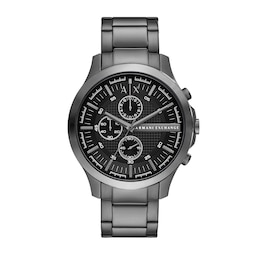 Men’s Armani Exchange  Gunmetal Grey IP Chronograph Watch with Textured Black Dial (Model: AX2454)