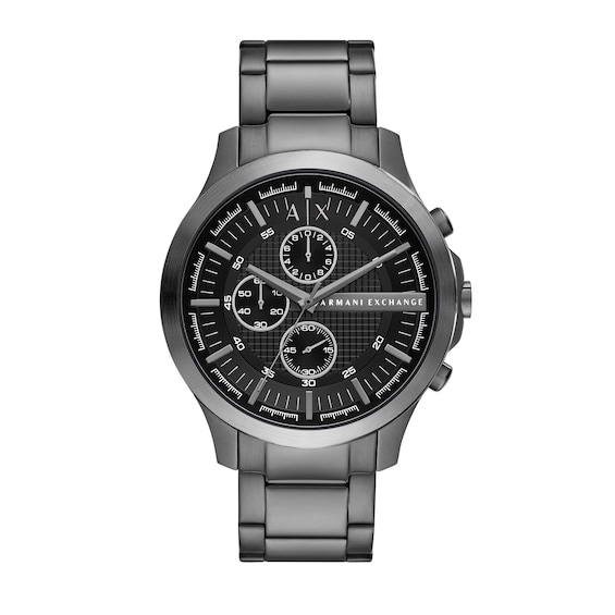 Menâs Armani Exchange Gunmetal Grey IP Chronograph Watch with Textured Black Dial (Model: Ax2454)