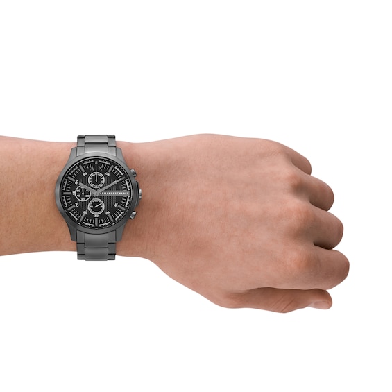 Menâs Armani Exchange Gunmetal Grey IP Chronograph Watch with Textured Black Dial (Model: Ax2454)