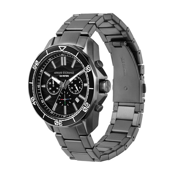 Menâs Armani Exchange Spencer Gunmetal Grey IP Chronograph Watch with Textured Black Dial (Model: Ax1959)