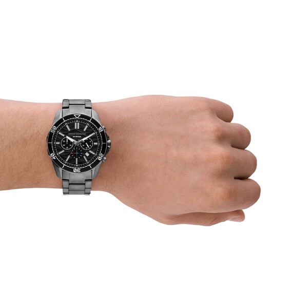 Menâs Armani Exchange Spencer Gunmetal Grey IP Chronograph Watch with Textured Black Dial (Model: Ax1959)