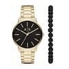 Thumbnail Image 1 of Men's Armani Exchange Cayde Gold-Tone IP Watch with Black Dial and Black Agate Bead Bracelet Box Set (Model: AX7119)