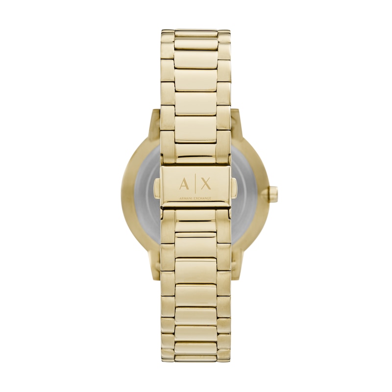 Main Image 2 of Men's Armani Exchange Cayde Gold-Tone IP Watch with Black Dial and Black Agate Bead Bracelet Box Set (Model: AX7119)