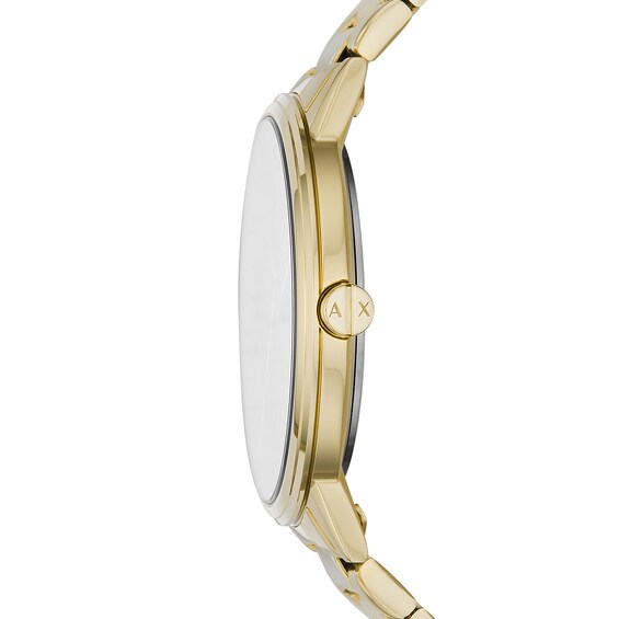 Men's Armani Exchange Cayde Gold-Tone IP Watch with Black Dial and Black Agate Bead Bracelet Box Set (Model: Ax7119)