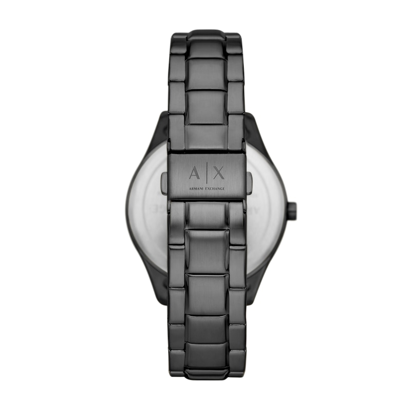 Main Image 2 of Men’s Armani Exchange Dante Black IP Chronograph Watch and Black Agate Barrel Bead Bracelet Box Set (Model: AX7154SET)