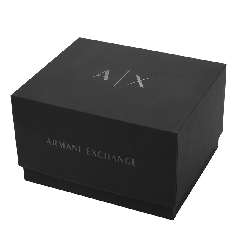 Main Image 4 of Men’s Armani Exchange Dante Black IP Chronograph Watch and Black Agate Barrel Bead Bracelet Box Set (Model: AX7154SET)