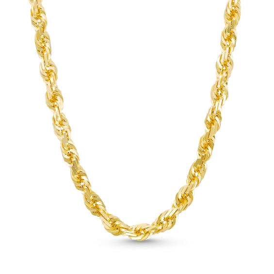 6.5mm Diamond-Cut Glitter Rope Chain Necklace in Solid 10K Gold - 22"