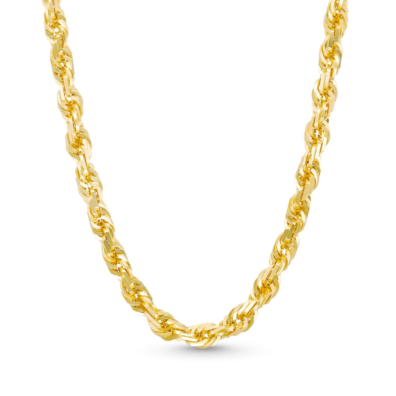 Main Image 1 of 6.5mm Diamond-Cut Glitter Rope Chain Necklace in Solid 10K Gold - 22"