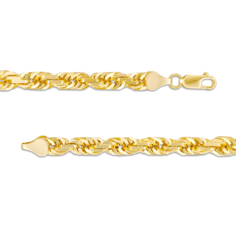 Main Image 2 of 6.5mm Diamond-Cut Glitter Rope Chain Necklace in Solid 10K Gold - 22"