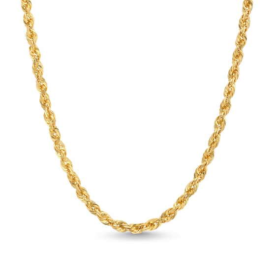 5.5mm Glitter Rope Chain Necklace in Solid 10K Gold - 22"