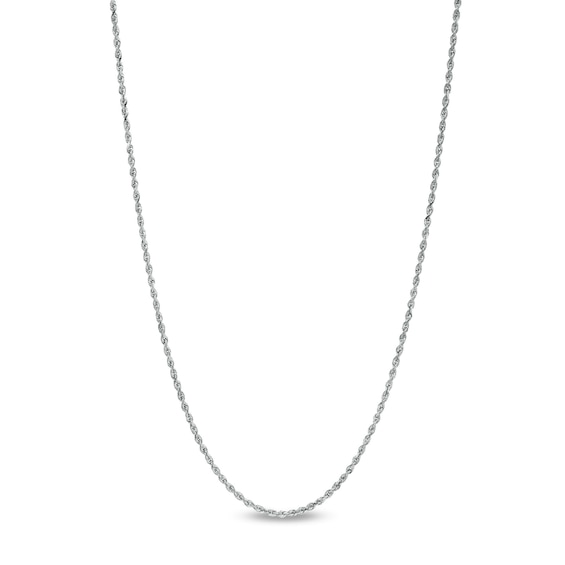 1.6mm Glitter Rope Chain Necklace in Solid 10K White Gold - 16"
