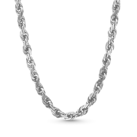 6.5mm Diamond-Cut Glitter Rope Chain Necklace in Solid 10K White Gold