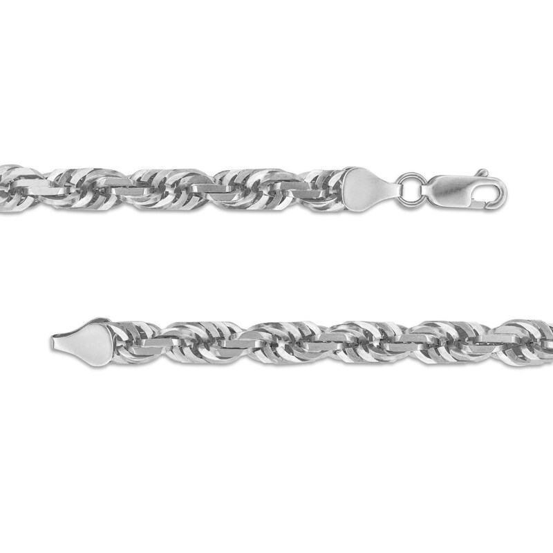Main Image 2 of 6.5mm Diamond-Cut Glitter Rope Chain Necklace in Solid 10K White Gold - 22"
