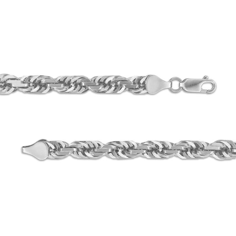 Main Image 2 of 6.5mm Diamond-Cut Glitter Rope Chain Necklace in Solid 10K White Gold - 24"