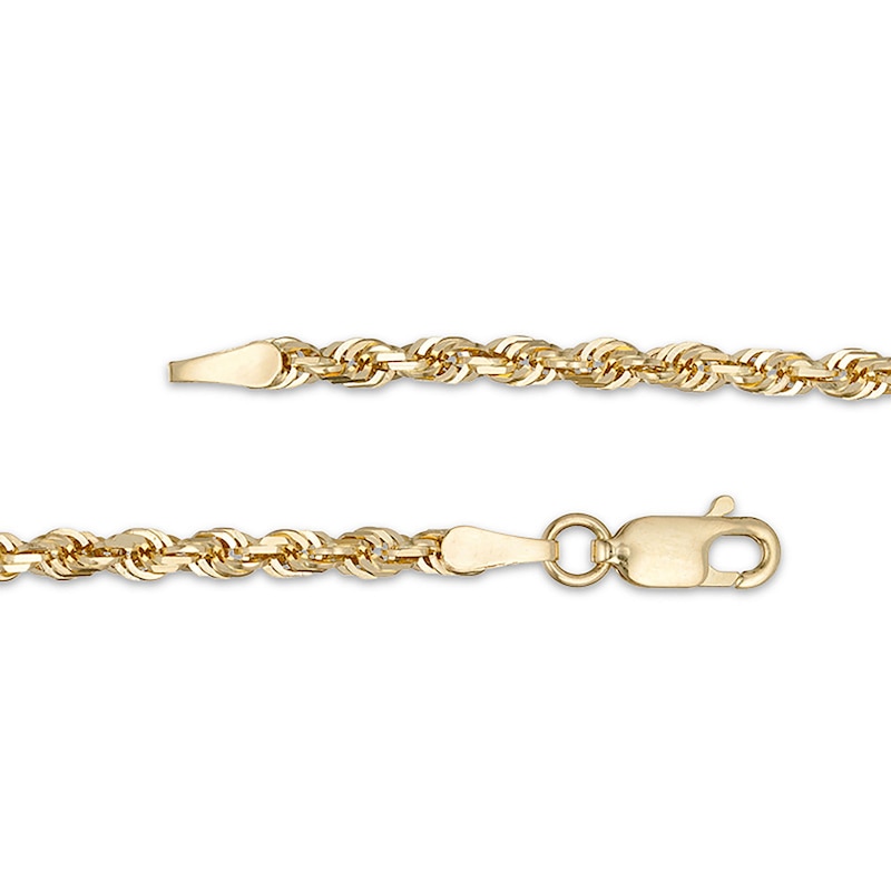 Main Image 2 of 3.0mm Glitter Rope Chain Necklace in Solid 10K Gold - 18"