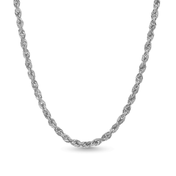 5.5mm Glitter Rope Chain Necklace in Solid 10K White Gold - 24"