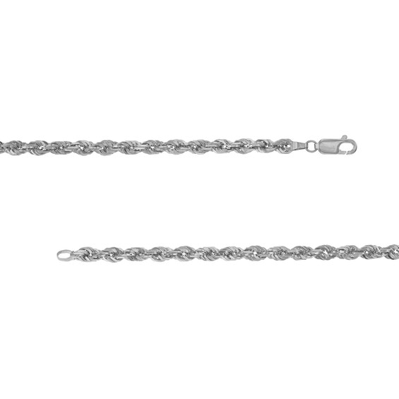 5.5mm Glitter Rope Chain Necklace in Solid 10K White Gold - 24"