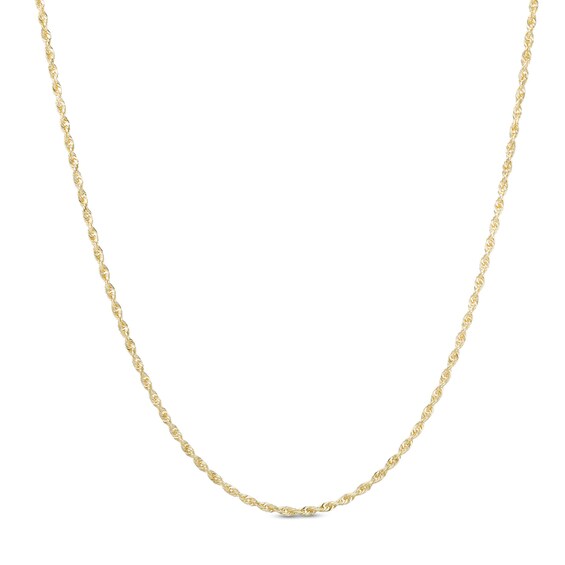 1.6mm Glitter Rope Chain Necklace in Solid 10K Gold - 16"