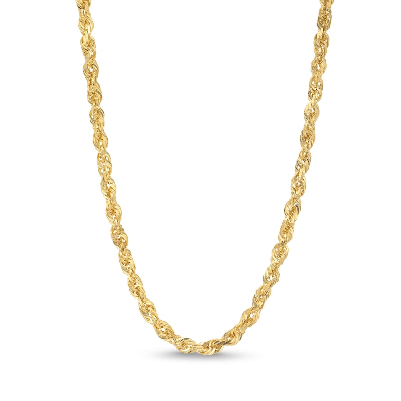 Main Image 1 of 4.4mm Diamond-Cut Glitter Rope Chain Necklace in Solid 10K Gold - 26"