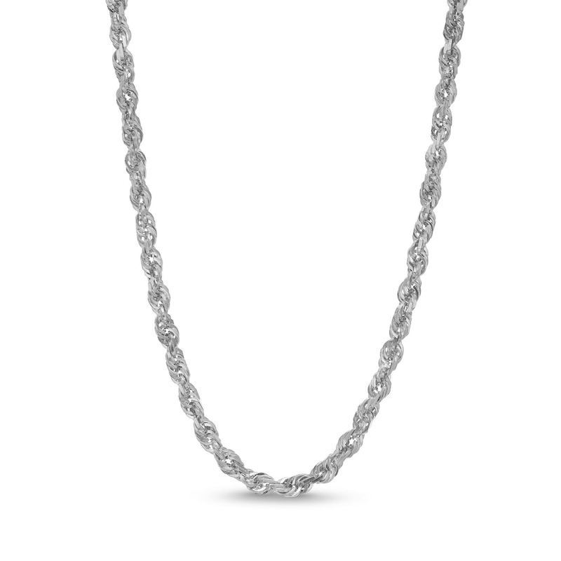 Main Image 1 of 4.4mm Diamond-Cut Glitter Rope Chain Necklace in Solid 10K White Gold - 22"