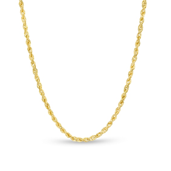 2.4mm Glitter Rope Chain Necklace in Solid 10K Gold - 16"