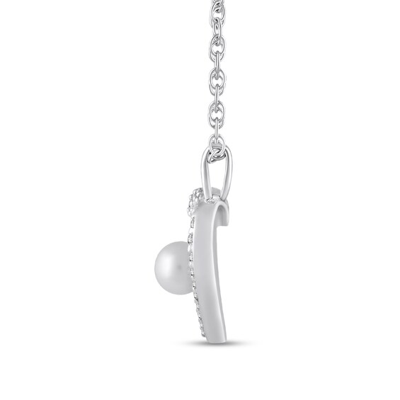 4.0mm Freshwater Cultured Pearl and White Lab-Created Sapphire Heart Pendant in Sterling Silver