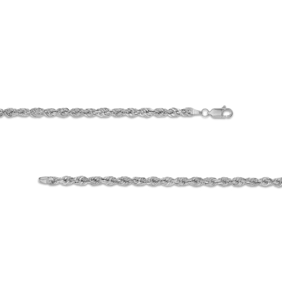 3.8mm Glitter Rope Chain Necklace in Solid 10K White Gold - 22"