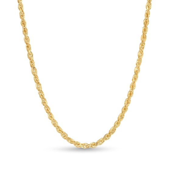 3.8mm Glitter Rope Chain Necklace in Solid 10K Gold - 26"