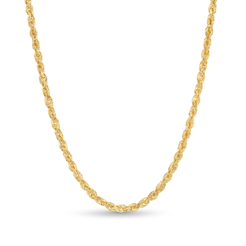 Main Image 1 of 3.8mm Glitter Rope Chain Necklace in Solid 10K Gold - 26&quot;