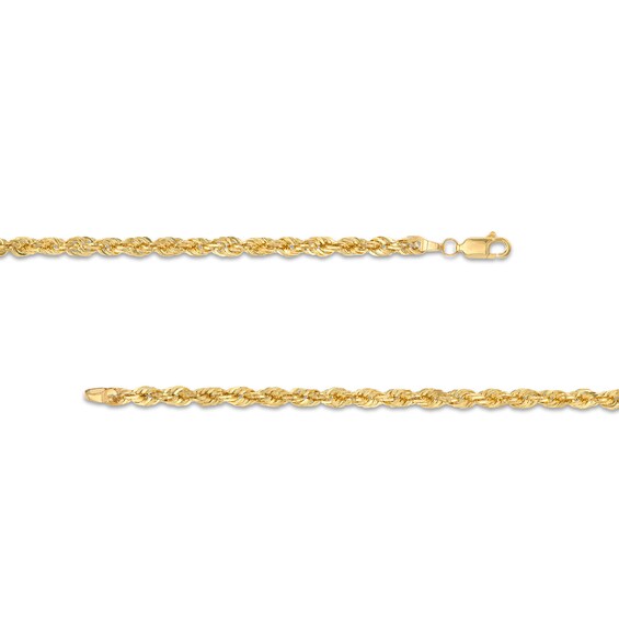3.8mm Glitter Rope Chain Necklace in Solid 10K Gold - 26"