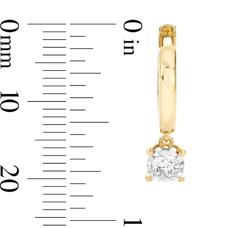 Main Image 3 of 3/8 CT. T.W. Diamond Miracle Solitaire Dangle Hoop Earrings in 10K Gold (I/I2)