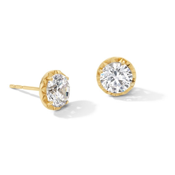 2 CT. T.w. Certified Lab-Grown Diamond Miracle Solitaire Stud Earrings in 14K Gold (F/Vs2)