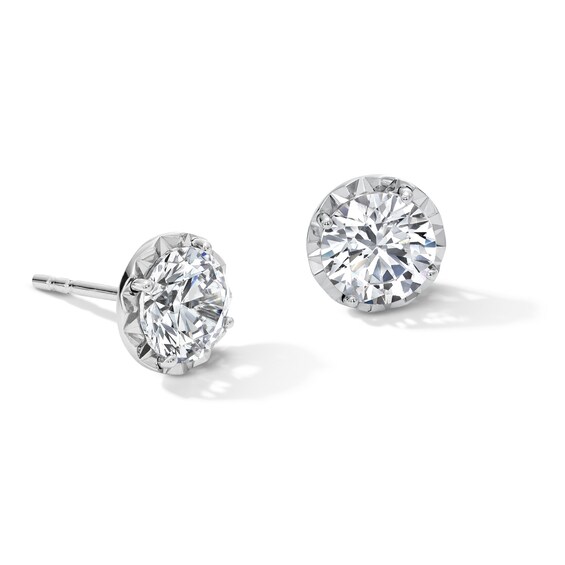 2 CT. T.w. Certified Lab-Grown Diamond Miracle Solitaire Stud Earrings in 14K White Gold (F/Vs2)