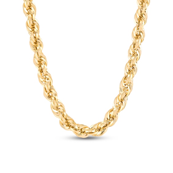 8.0mm Glitter Rope Chain Necklace in Solid 10K Gold - 24â