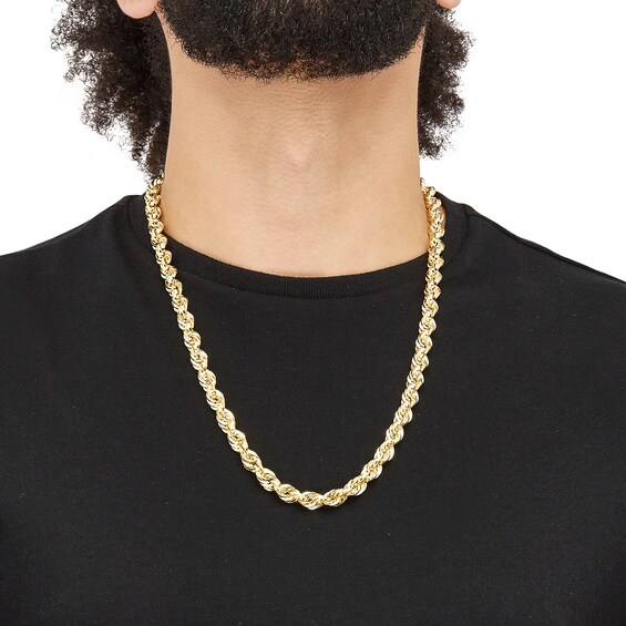 8.0mm Glitter Rope Chain Necklace in Solid 10K Gold - 24â