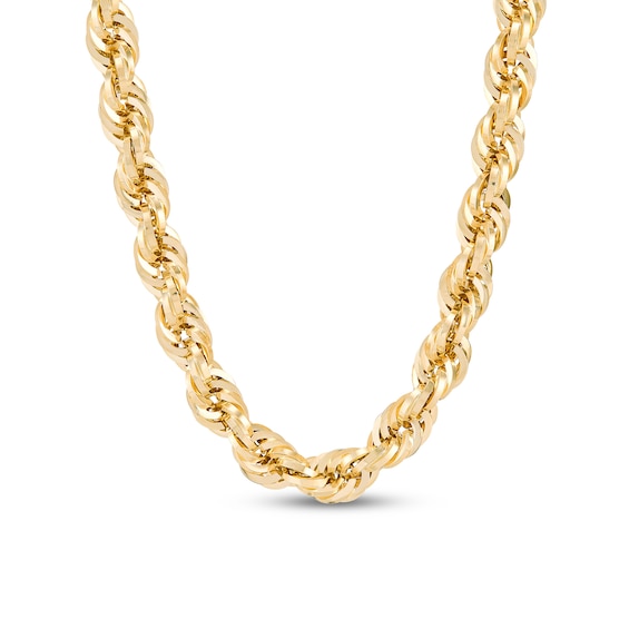 10.0mm Glitter Rope Chain Necklace in Solid 10K Gold - 24"