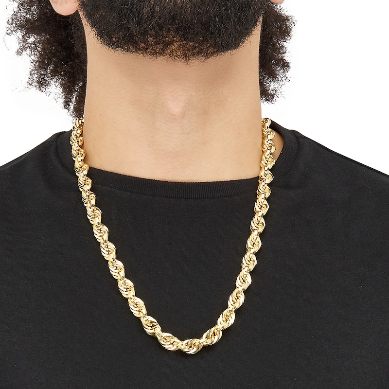 Main Image 2 of 10.0mm Glitter Rope Chain Necklace in Solid 10K Gold - 24"