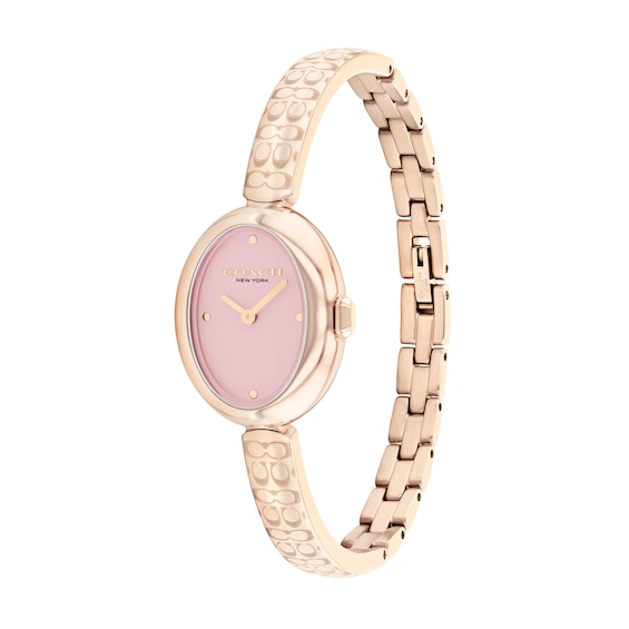 Ladies' Coach Sammy Rose-Tone IP Bangle Watch with Oval Pink Dial (Model: 14504486)