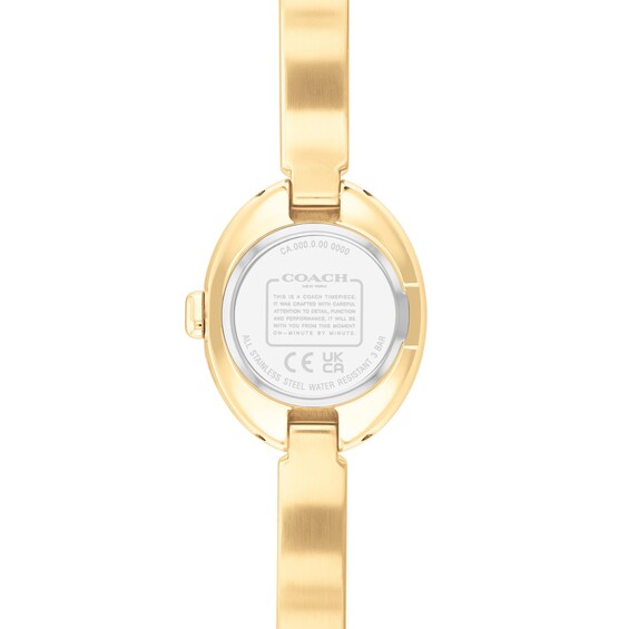 Ladies' Coach Sammy Gold-Tone IP Bangle Watch with Oval White Dial (Model: 14504528)