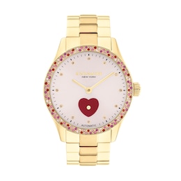 Ladies' Coach Brooks Multi-Color Crystal Gold-Tone IP Automatic Watch with Pink Dial (Model: 14504487)