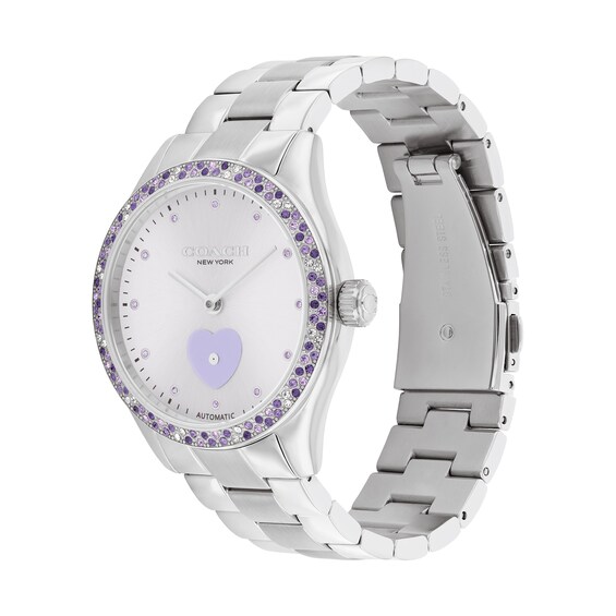 Ladies' Coach Brooks Multi-Color Crystal Automatic Watch with Purple Dial (Model: 14504522)