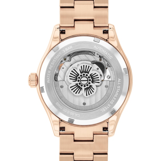 Ladies' Coach Brooks Crystal Accent Rose-Tone IP Automatic Watch with Pink Dial (Model: 14504488)