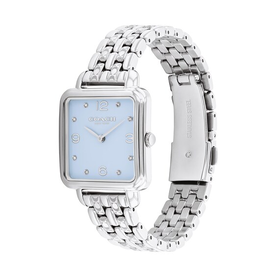 Ladies' Coach Cass Crystal Accent Watch with Square Blue Dial (Model: 14504494)