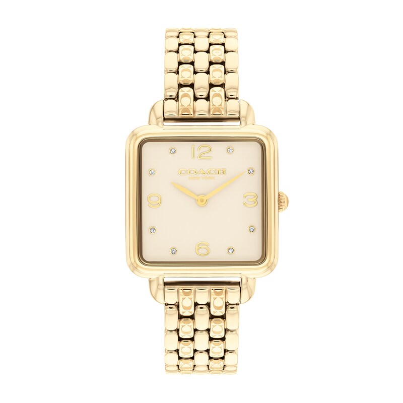 Main Image 1 of Ladies' Coach Cass Crystal Accent Gold-Tone IP Watch with Square Gold-Tone Dial (Model: 14504495)